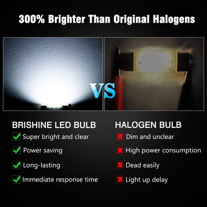 BRISHINE 29MM 6614F 6641 6614 6612F 6615F F30-WHP TS-14V1CP LED Bulbs Extremely Bright 6SMD 4014 Chipsets for Car Interior Sun Visor Vanity Mirror Lights, Xenon White(Pack of 4) - Image 3